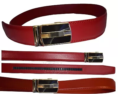 Men's Belt Leather Dress Belt Automatic Lock Men's Leather Belt Up To 50  7860 • $15.16