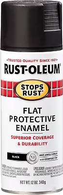 Stops Rust Spray Paint 12 Oz Flat Black Rust-Resistant Sheen Rust-Oleum 7776830 • $14.98
