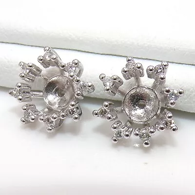$499.99 • Buy 14K White Gold 0.16ctw Diamond Earrings Stud Guards Jackets Enhancers LJI2