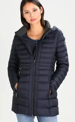 MARC O POLO Womens Navy Blue Taffeta Insulated Hooded Down Jacket UK 14 BNWT • £79.99