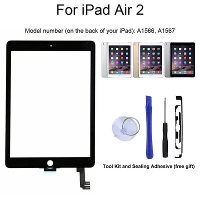 For IPad Air 2 A1566 A1567 Front Glass Digitizer Touch Screen Replacement Black • £16.99