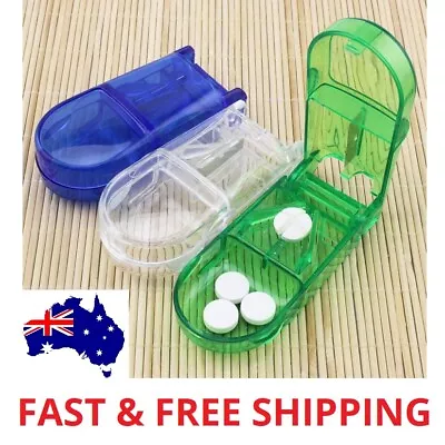 $9.99 • Buy Portable Pill Cutter Tablet Vitamin Splitter Divider Travel Medicine Storage Box