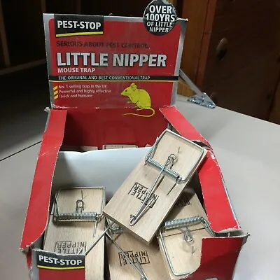 £6 • Buy 4 X GENUINE LITTLE NIPPER WOODEN MOUSE TRAPS PEST STOP MOUSE TRAP Easy To Use