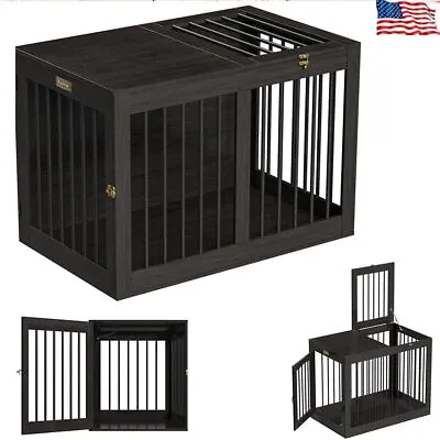 Medium Wooden Furniture Style Dog Crate W/ Double Door Indoor End Table USA • $99.99