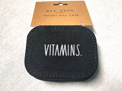 Rae Dunn VITAMINS Travel Vitamin Pill Case BLACK 8 COMPARTMENTS NWT • $13.99