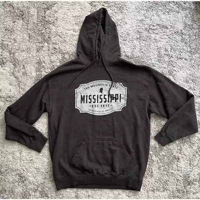 Point Sportswear Mens Hoodie Sweatshirt Magnolia State Mississippi 1817 Gray XL • $20.25