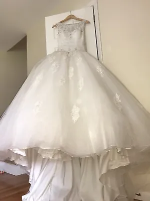 Mori Lee Ivory Color Enbroidery Top Tulle Bottom Bridal Gown Altered To Size 2 • $350