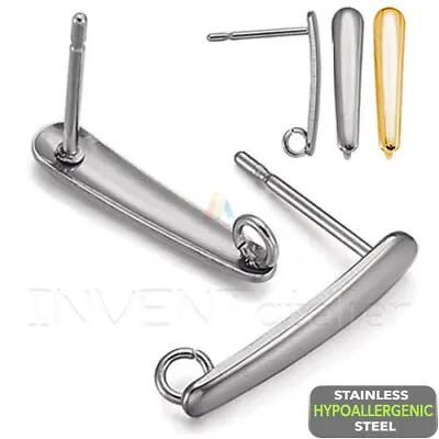 Stainless Steel Teardrop Earring Stud Post With Open Loop 15 20mm _615B • £2.45