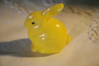 Vintage Easter Bunny Yellow Plastic Child Decoration Collectible • $5