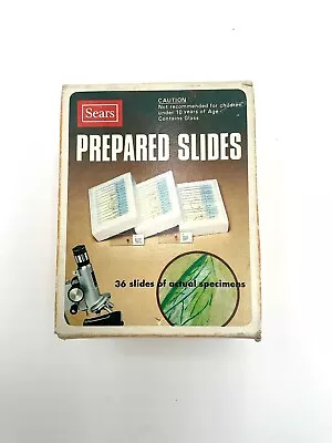 Sears Vintage Box Of 36 Prepared Microscope Slides Insects Plants Sea Creatures+ • $12