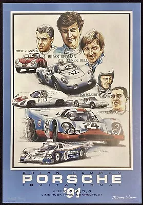 1991 PORSCHE Invitational Brian Redman SIGNED Dennis Simon Poster 917 356 962 VG • $225