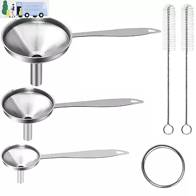 6Pcs Metal Stainless Steel Funnel Large Small Funnel Set Of 3 Food Grade Mini  • $11.45