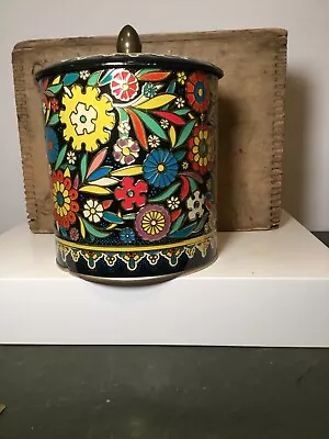 Vtg Daher Tin Metal Retro Mod Floral Container Made In England Color Lid • $24.99