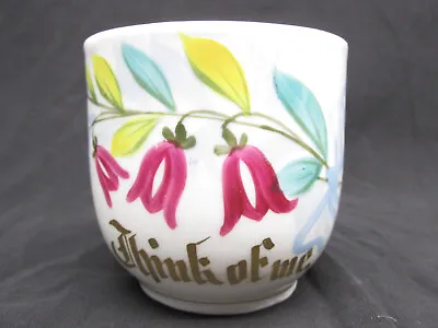 Antique Porcelain Mustache Cup Mug Hand Painted Flowers Gold Gilt THINK OF ME • $14.99