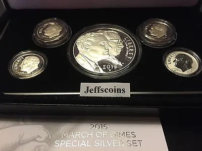 5 Coin Set 2015 W W P S S March Of Dimes Reverse Clad Silver Proof Dollar DM5+ • $227.87