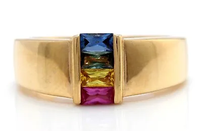 .52 Carat Natural Ceylon Multi-Color Sapphires In 14K Solid Yellow Gold Ring • $640