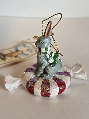 VTG Disney Classic Pooh “Rabbit On Peppermint Candy” Christmas Ornament 3x2.5” • $20.99