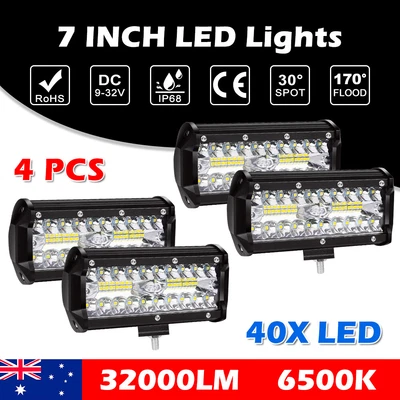 2/4PCS 7inch LED Work Driving Light Bar Spot Flood Lamp Reverse SUV Offroad 4x4 • $37.45