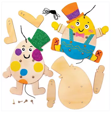 Easter Egg Man Wooden Puppet Kits Make Yor Own 2 Pack Kids Crafts Boys Girls  • £7.99