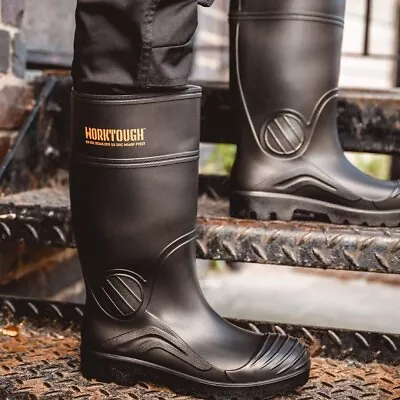 Worktough WT110 S5 SRC Black Steel Toe Cap Safety Wellington Boots Wellies PPE • £20