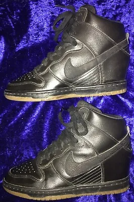 Nike Dunk Sky Hi Black Leather Gum Hidden Wedge Shoes Us 7 Eur 38 644877-014 • $140