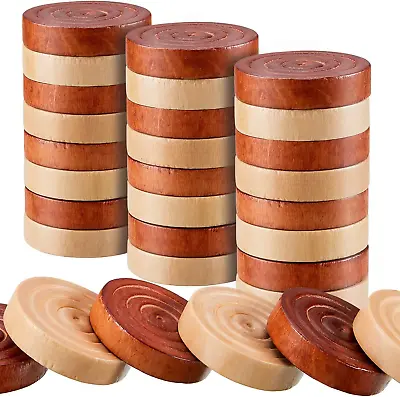 72 Pcs Wood Checkers 1.06wooden Checkers Pieces Set Board Game Storage Checkers • $21.43