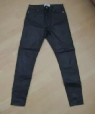 Miss Selfridge Womens Black Coated Skinny Jeans Size 8r • £7.99