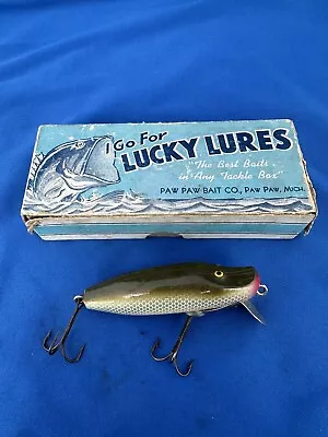 Paw Paw Runt Lure  In Blue Lucky Lures Box #9304 MI 1940s • $24.99