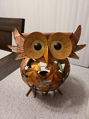 Owl Tealight Copper Candle Holder Glitter Eyes Lantern Metal 🦉 🍂  • $20.98