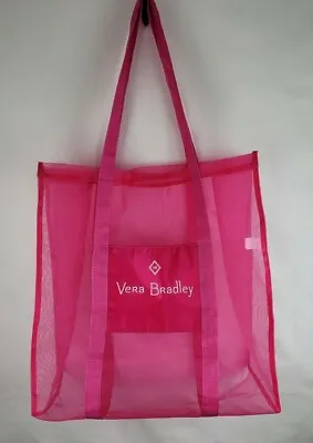 Huge Vera Bradley Pink Tote Reusable College Laundry  Mesh Bag Handle Spell Out  • $32.16