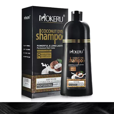 Permanent Hair Color Shampoo For Gray Hair Instant Herbal Hair Dye Shampoo 500ml • £13.45