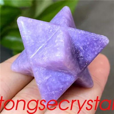 1pc Natural Purple Mica Merkaba Star Lepidolite Quartz Crystal Pendant 1.5  Gem • $9.80