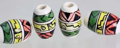 £3.99 • Buy Hand Painted Hair Beads & Great For Crafts And Jewellery Made In Peru Oval V72