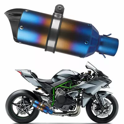 Slip On 38-51mm Exhaust Muffler Tail Pipe Blue Motorcycle Dirt Bike ATV • $44.90