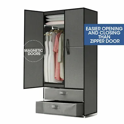 $42.99 • Buy Large Portable Clothes Closet Wardrobe Storage Cabinet Organiser Unit With Shelf