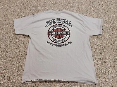 Harley Davidson Shirt Mens 2XL XXL Grey Hot Metal Pittsburgh PA Motorcycle Rider • $17.48