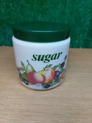  Vintage CLP Milk Glass Fruit Design Sugar Canister Jar With Screw Lid   • £10.50
