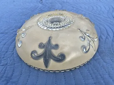 Vintage Glass Lamp Shade ART DECO Frosted Beige Ceiling Light Round Candlewick • $29.99