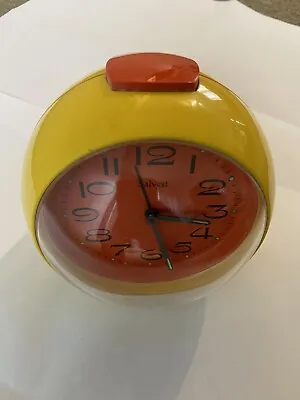 Rare Salvest 1960's / 70's Yellow /Orange Retro Bedside Alarm Clock West Germany • £15