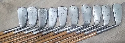 10 Antique Vintage Rustless Scottish Made Hickory Wood Shaft Golf Clubs Good Wt. • $239