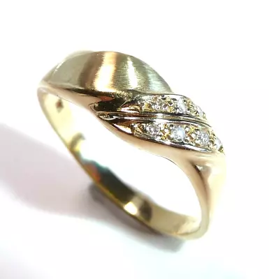 Ring - 585 Yellow Gold Diamonds Size: 61 (19.4 Mm Ø) Modifiable - 4.0 Gr • $374.43