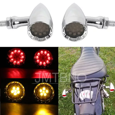 Chrome Motorcycle Bullet LED Brake Blinker Turn Signal Lights For Harley Honda • $22.29