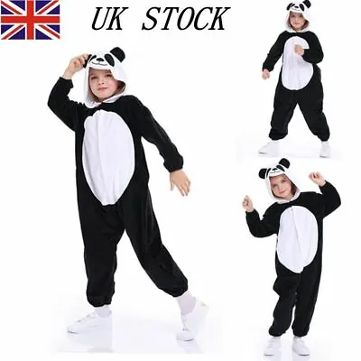 Unisex Kids3-9 Costume Fancy Panda Cosplay Onsie10 Child Hooded Animal PajamasML • £16.56