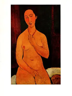 1970 Vintage Amedeo MODIGLIANI  NUDE WITH NECKLACE  Full COLOR Offset Lithograph • $7.50