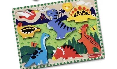 Melissa & Doug Dinosaur 7-Piece Wooden Chunky Puzzle 03747 • $17.94