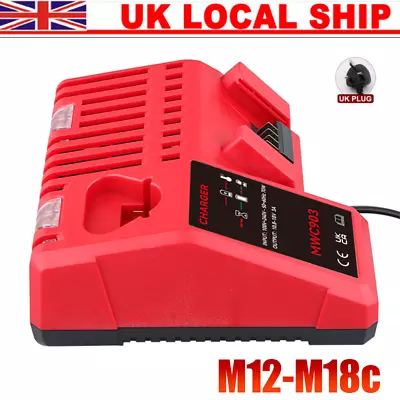 12-18V Rapid Charger For For Milwaukee M12 M18 Li-Ion XC 48-11-1860 M18B5 M12B6 • £16.59