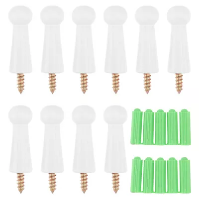  10 Pcs Wooden Coat Hook Shelf Clips Screw- Clothes Hanging Pegs Ball • £11.73