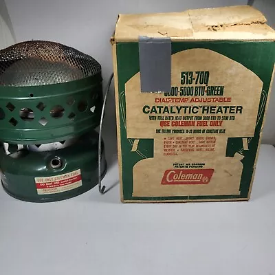 Coleman 513-700 1969 Catalytic Heater Green 3000-5000btu W/Box Vintage • $49.99