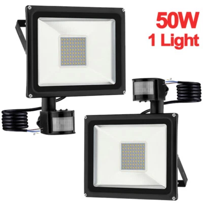 $8.79 • Buy 50Watt LED Flood Light 50W IP65 Motion Sensor Outdoor Garden Yard Security Lamp