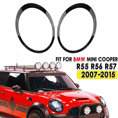 Black Headlight Bezel Trim Ring Cover Pair For 2007-2015 Mini Cooper R55 R56 R57 • $32.99